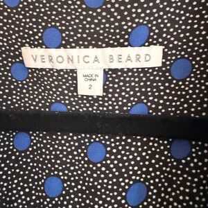 Veronica Beard Black Dress with Royal Blue Polka Dots